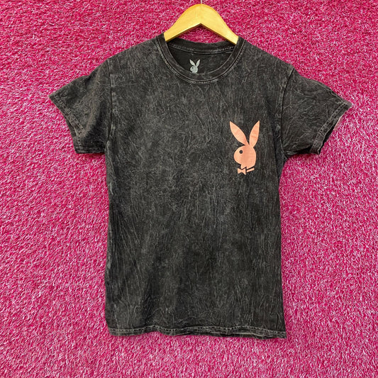 Playboy Logo Bunny Emblem Acid Wash T-Shirt Small