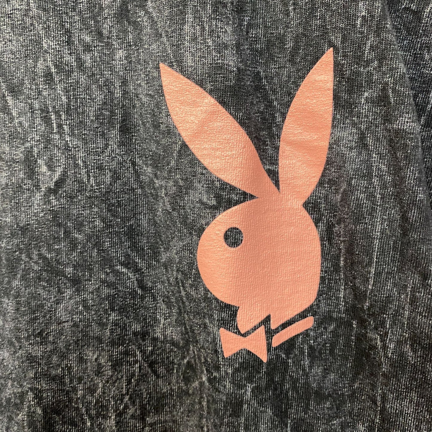 Playboy Logo Bunny Emblem Acid Wash T-Shirt Small