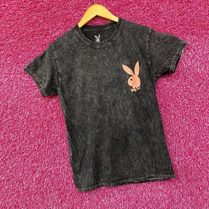Playboy Logo Bunny Emblem Acid Wash T-Shirt Small