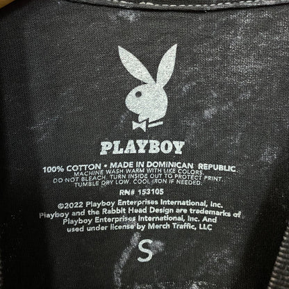 Playboy Logo Bunny Emblem Acid Wash T-Shirt Small