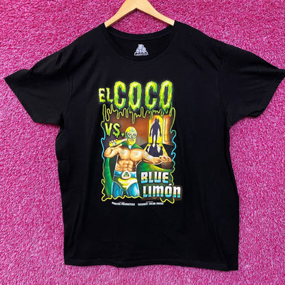 Jarritos Soda El Coco vs Blue Limon Luchador Fight T-Shirt 2XL