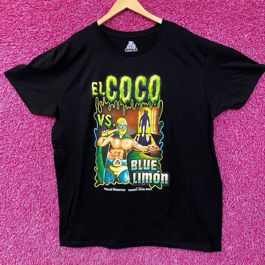 Jarritos Soda El Coco vs Blue Limon Luchador Fight T-Shirt 2XL