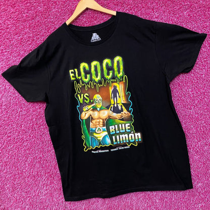 Jarritos Soda El Coco vs Blue Limon Luchador Fight T-Shirt 2XL