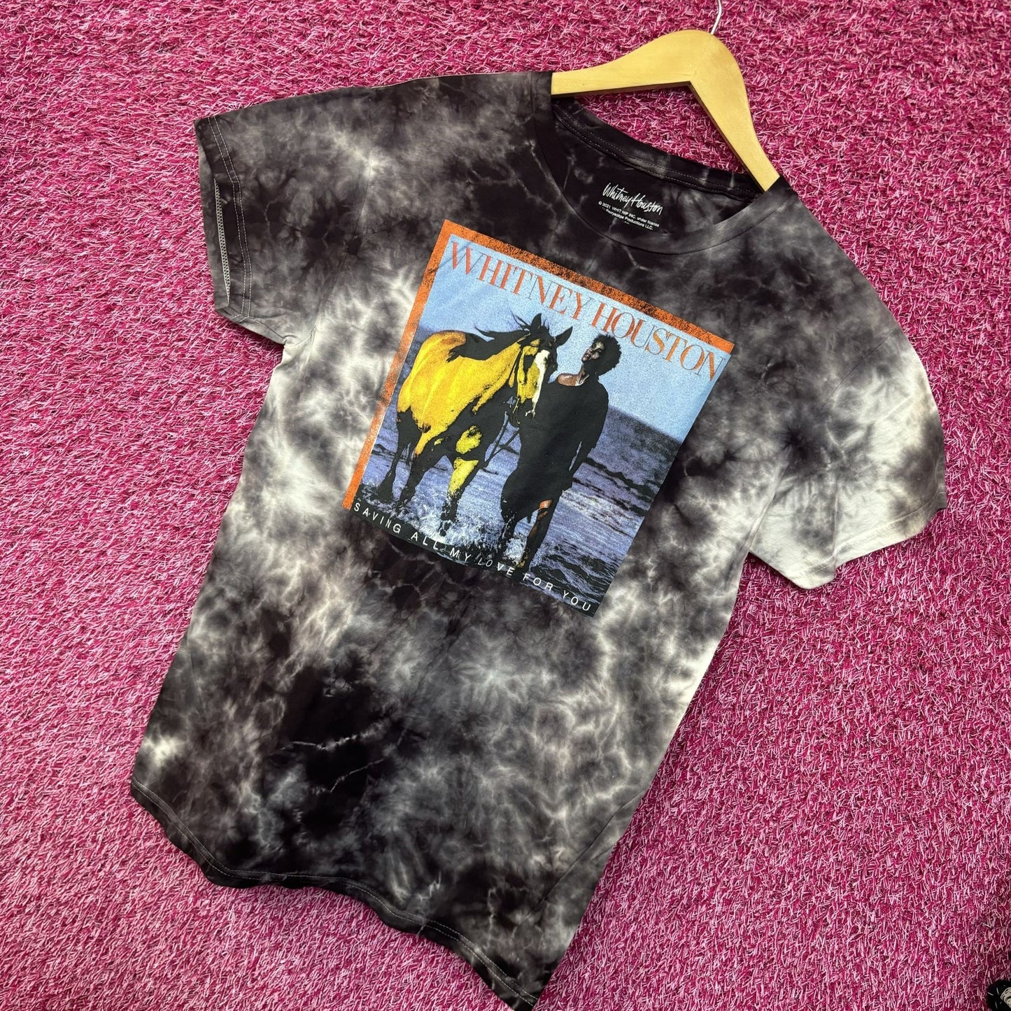 Whitney Houston Self-Titled Album Cover tie dye Tee size small