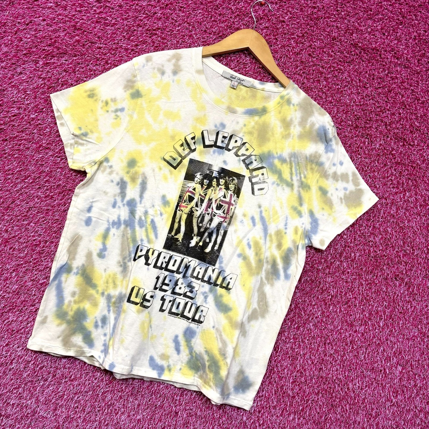 Def Leppard Pyromania 1983 US Tour Heavy Metal Tie Dye L