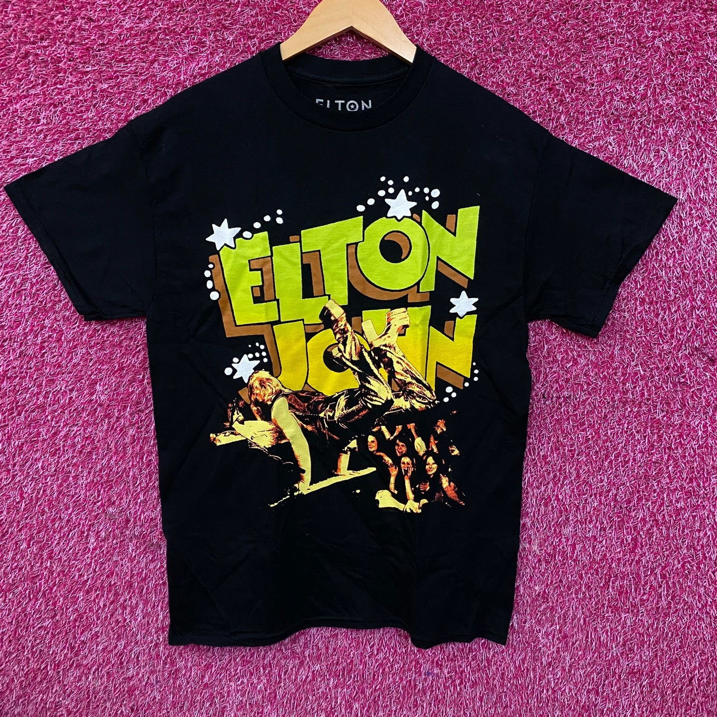 Elton John EJ Piano Handstand Photo Graphic T-Shirt Medium