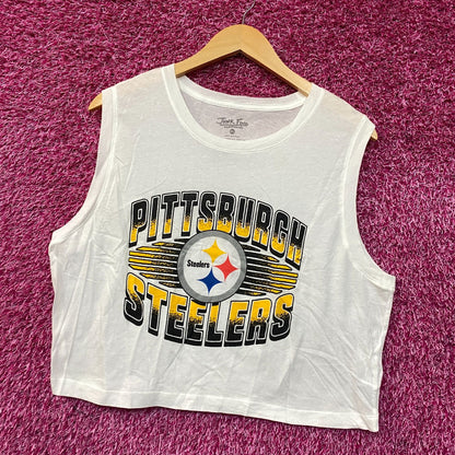 Junk Food Pittsburgh Steelers Football Cropped Sleeveless T-Shirt XL