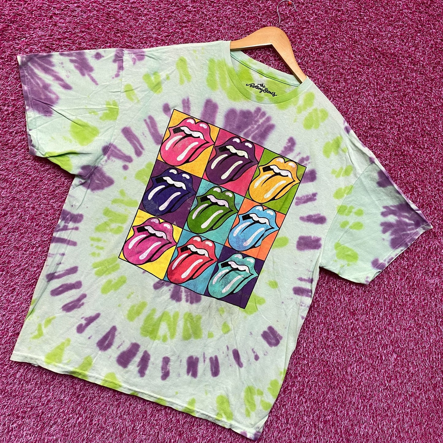 The Rolling Stones Hot Lips Pop Art Rock Tie Dye XL