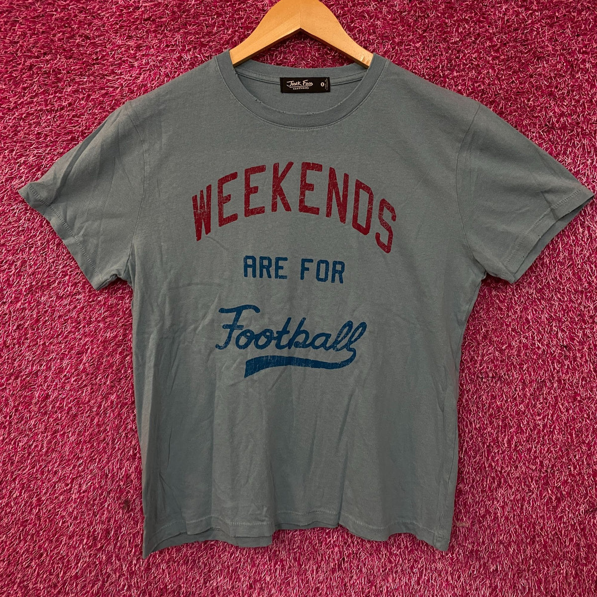 Junk Food Clothing Weekends are For Football Blue Tee size Medium