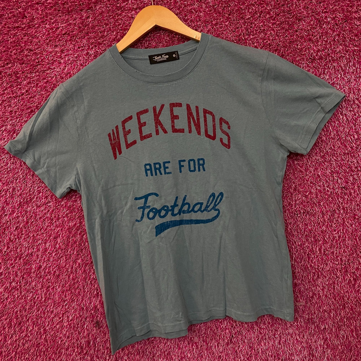 Junk Food Clothing Weekends are For Football Blue Tee size Medium