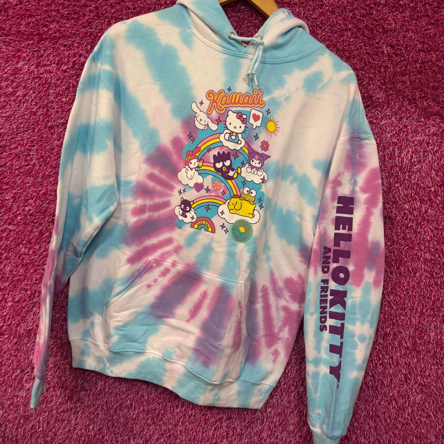 Hello Kitty & Friends Sanrio Kawaii Camp Tie Dye Hoodie M