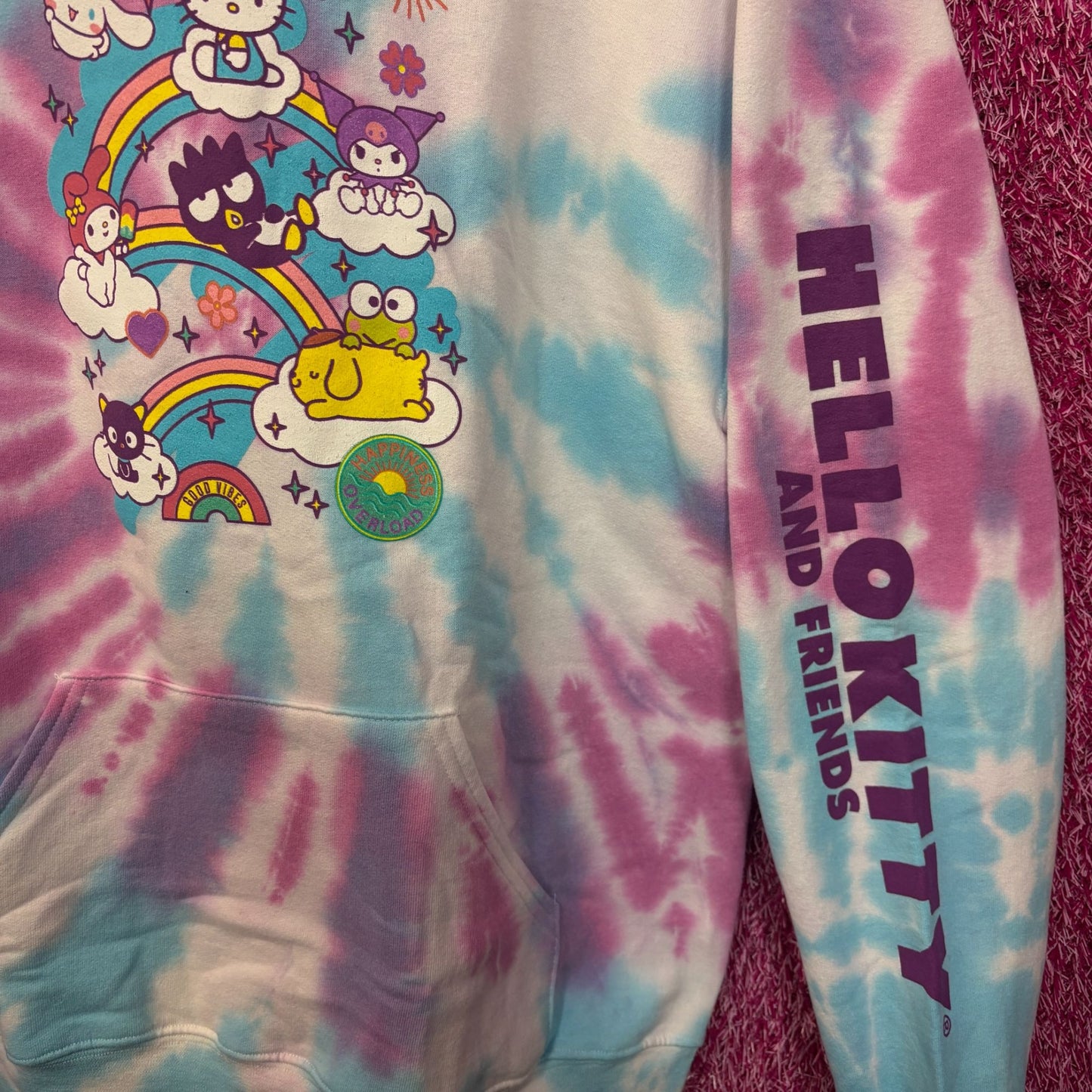 Hello Kitty & Friends Sanrio Kawaii Camp Tie Dye Hoodie M