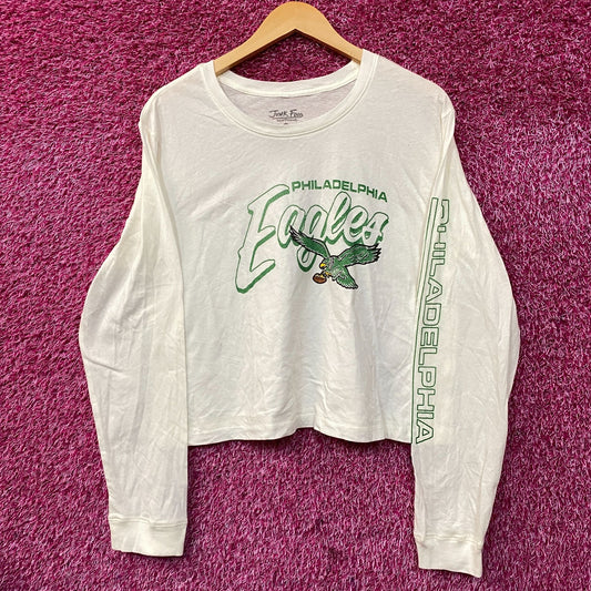 Junk Food Clothing NFL Philadelphia Eagles Touchdown Long Sleeve Cropped T-Shirt Large