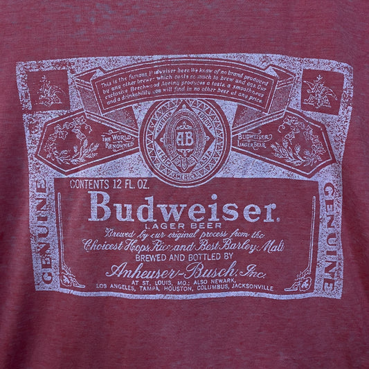 Budweiser King Of Beer 1980'S Vintage Style Logo Graphic T-Shirt Medium