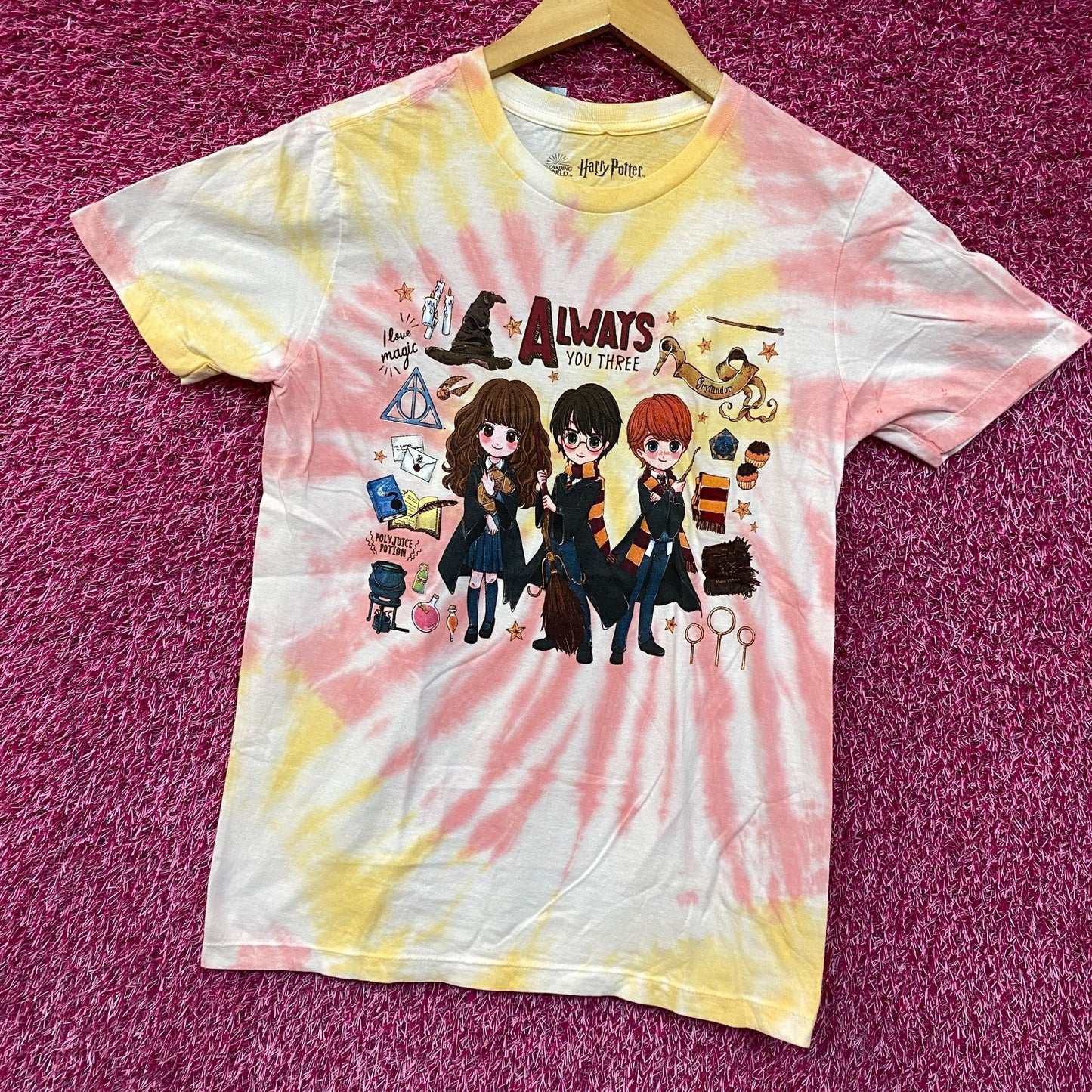 Harry Potter Chibi Hermoine, Ron, Harry tiedye T-shirt size Small