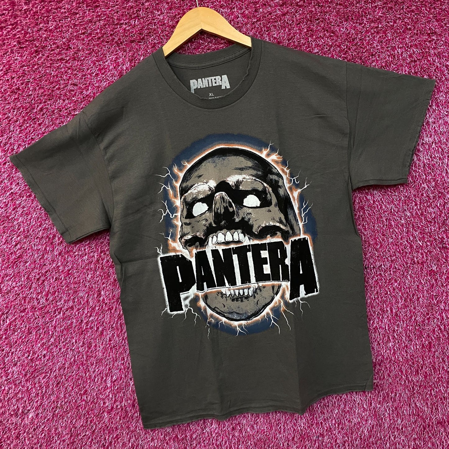 Pantera Lightning Skulls Metal Band Graphic T-Shirt XL