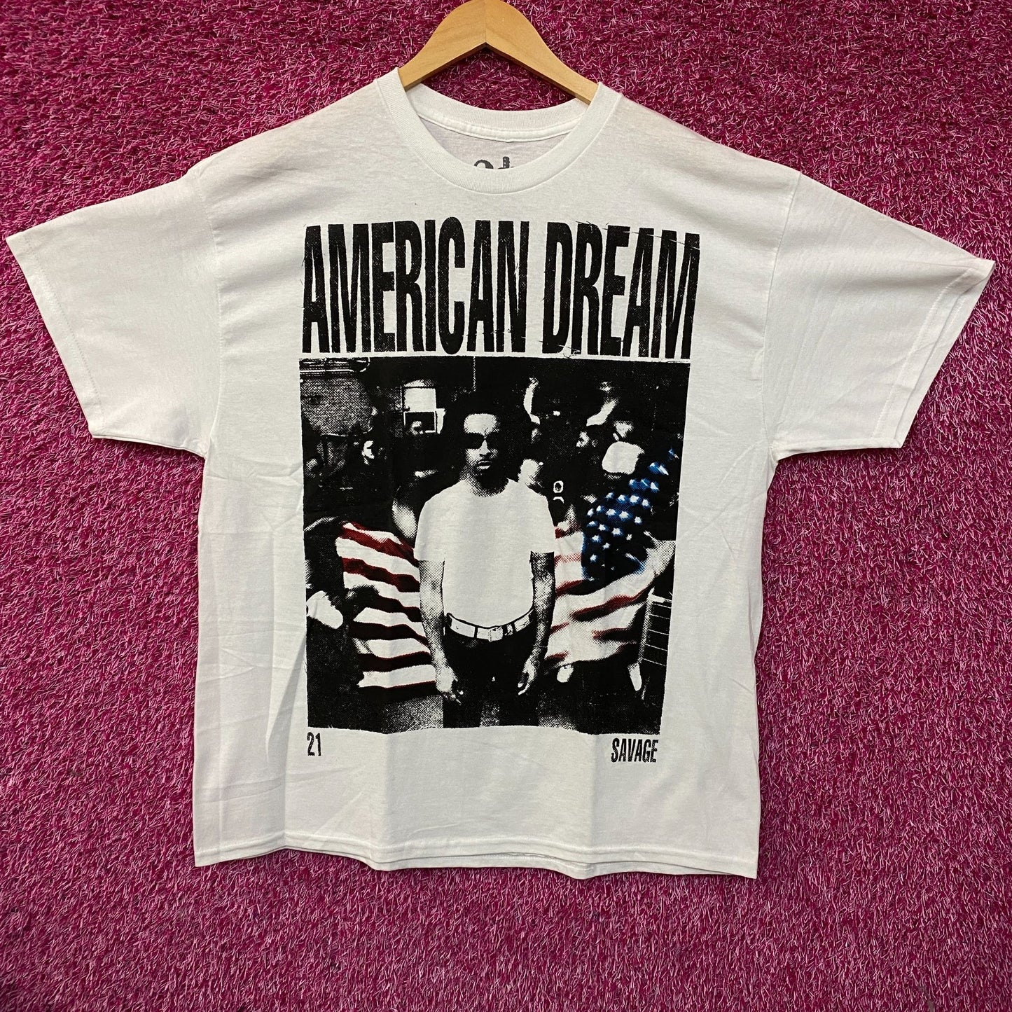 21 Savage American Dream Flag Portrait Graphic T-Shirt XL