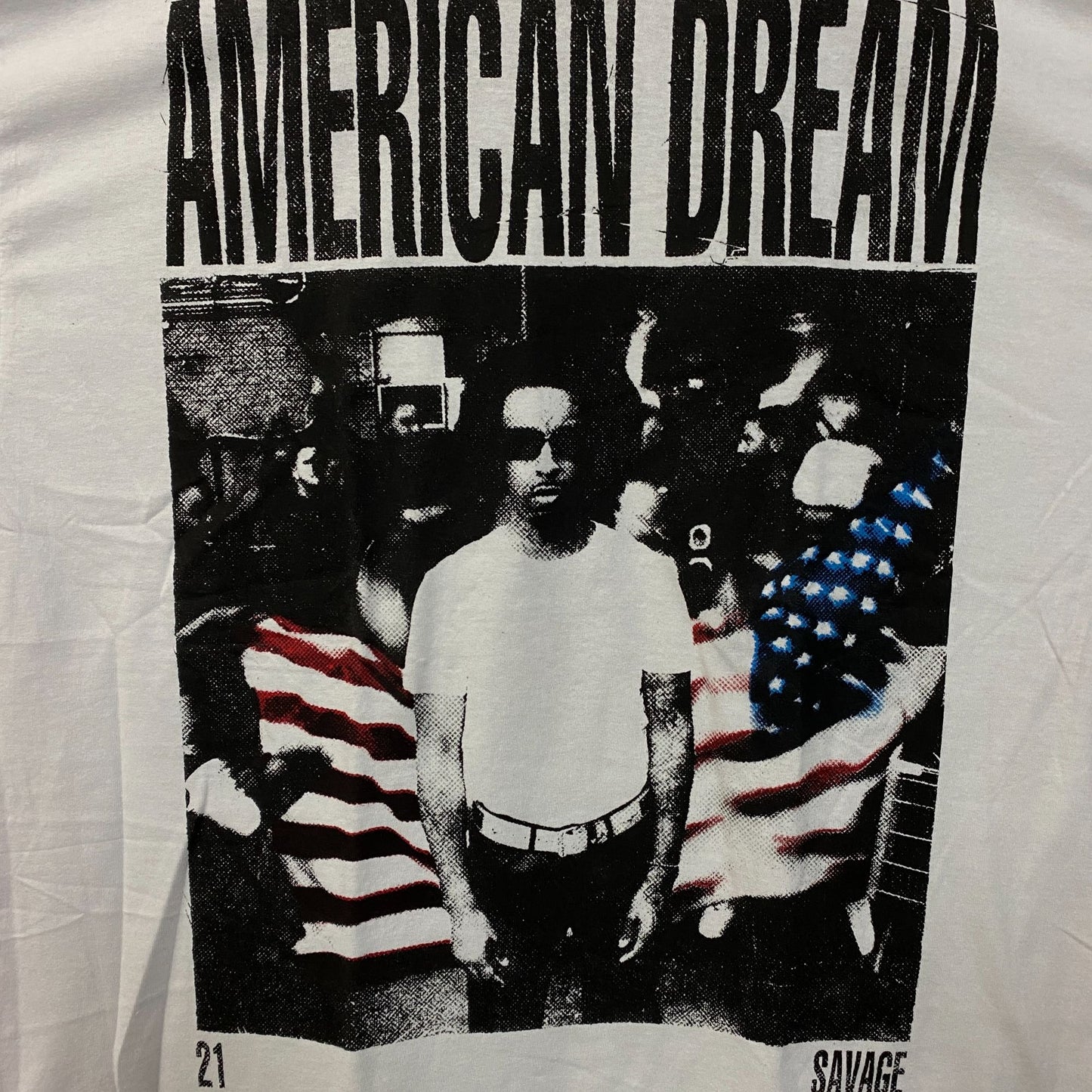 21 Savage American Dream Flag Portrait Graphic T-Shirt XL