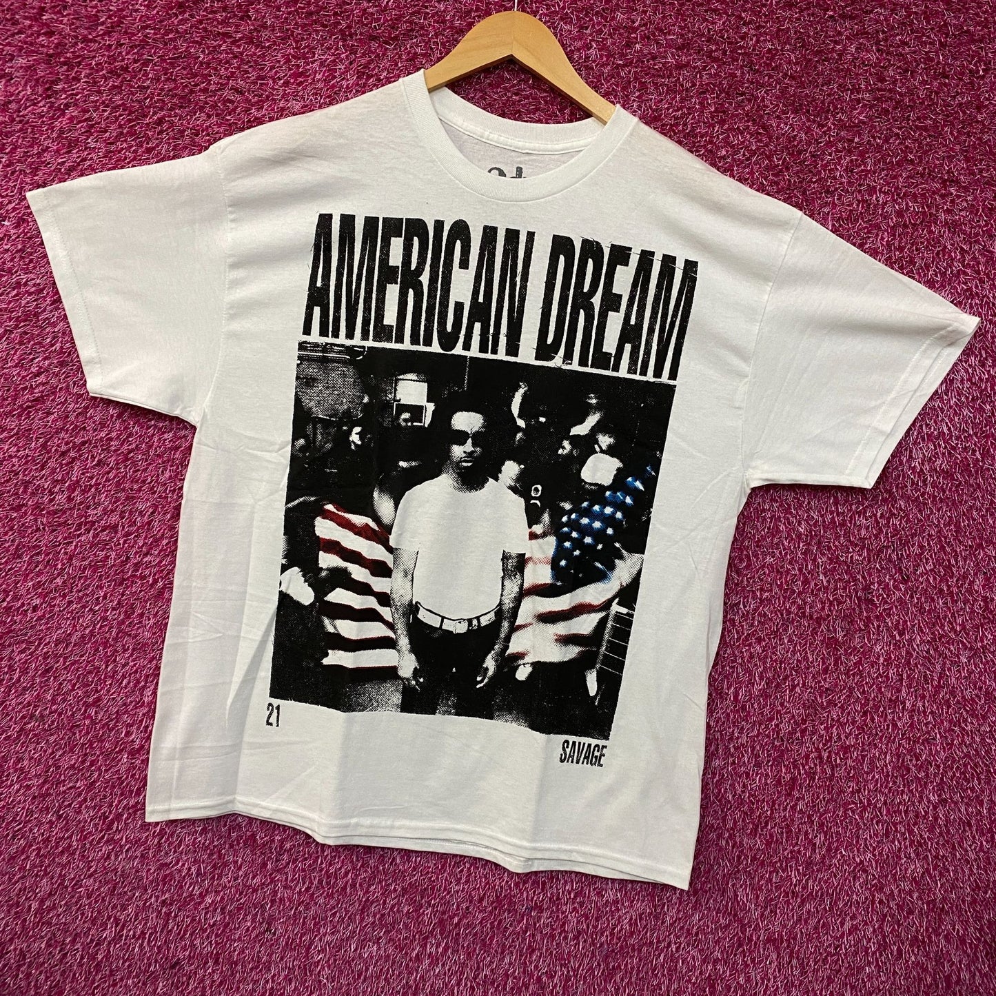 21 Savage American Dream Flag Portrait Graphic T-Shirt XL