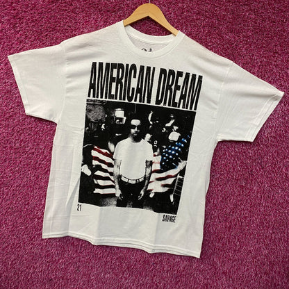 21 Savage American Dream Flag Portrait Graphic T-Shirt XL