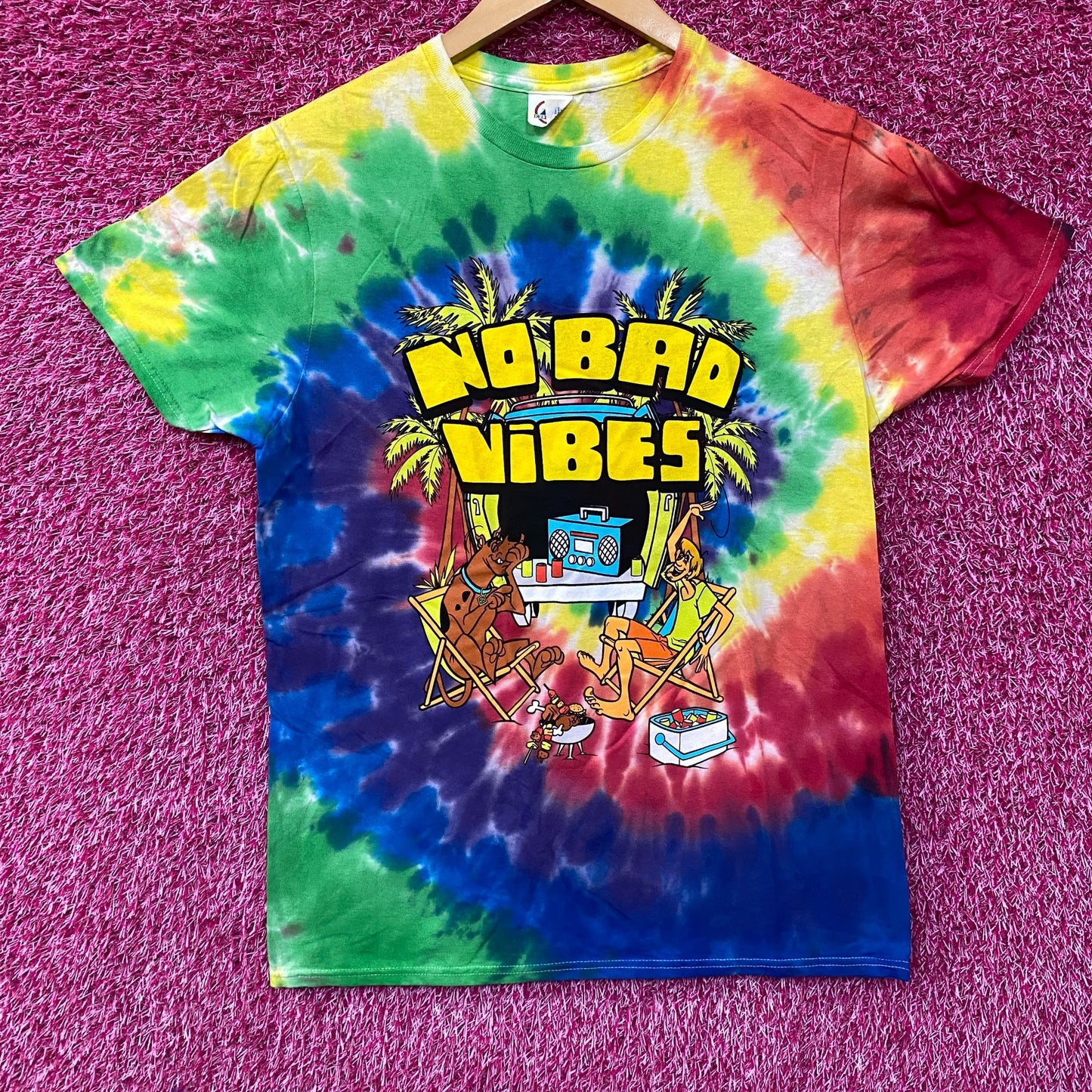 Scooby Doo Tie Dye No Bad Vibes Graphic T-Shirt Small