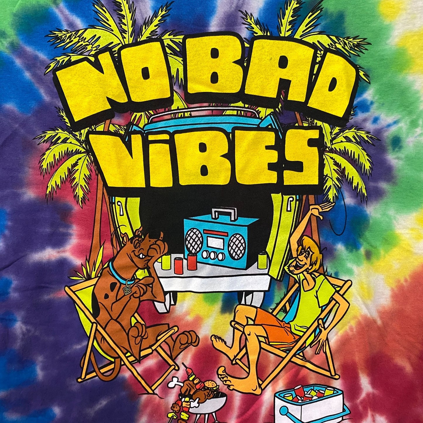 Scooby Doo Tie Dye No Bad Vibes Graphic T-Shirt Small