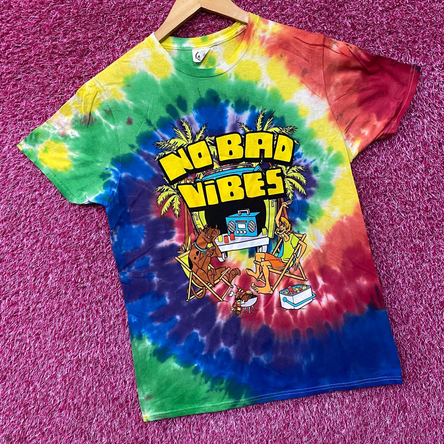 Scooby Doo Tie Dye No Bad Vibes Graphic T-Shirt Small