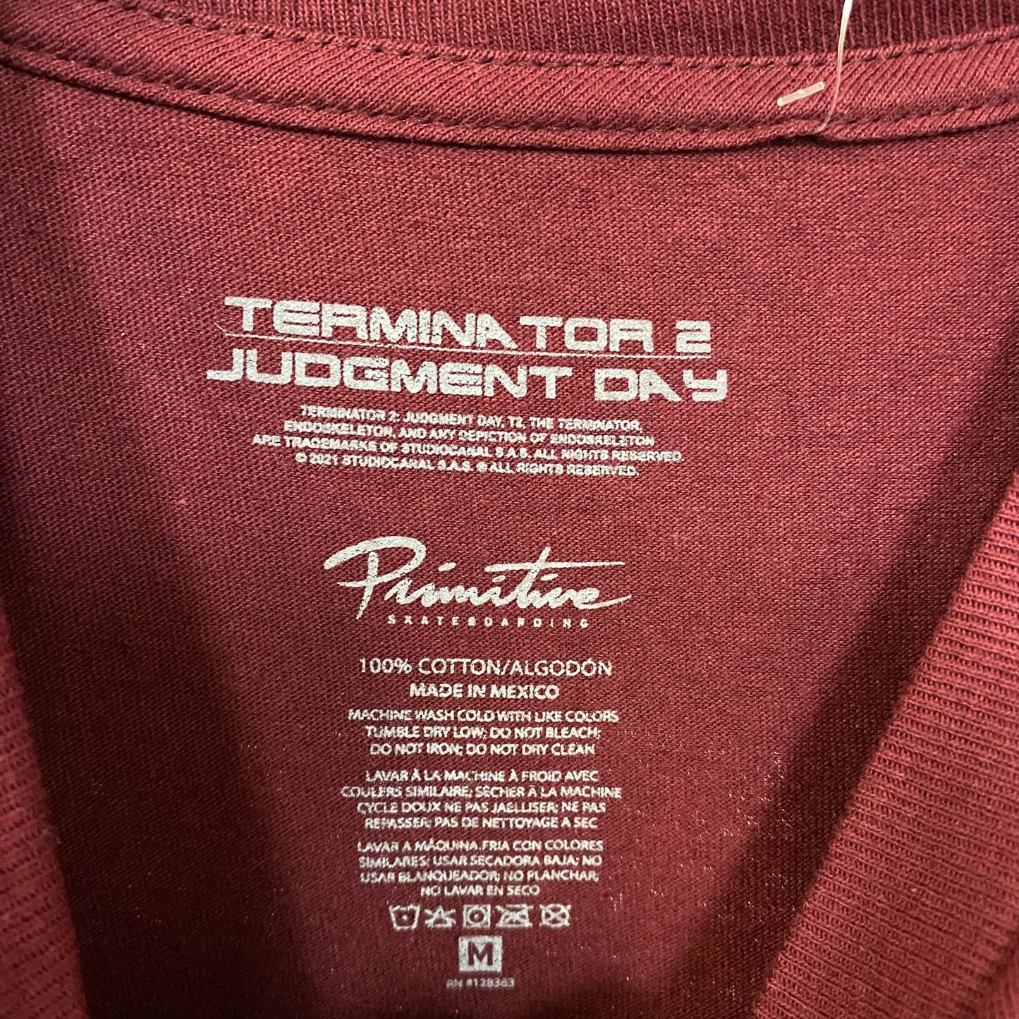 Primitive X Terminator 2 Machine Burgundy T-Shirt Medium