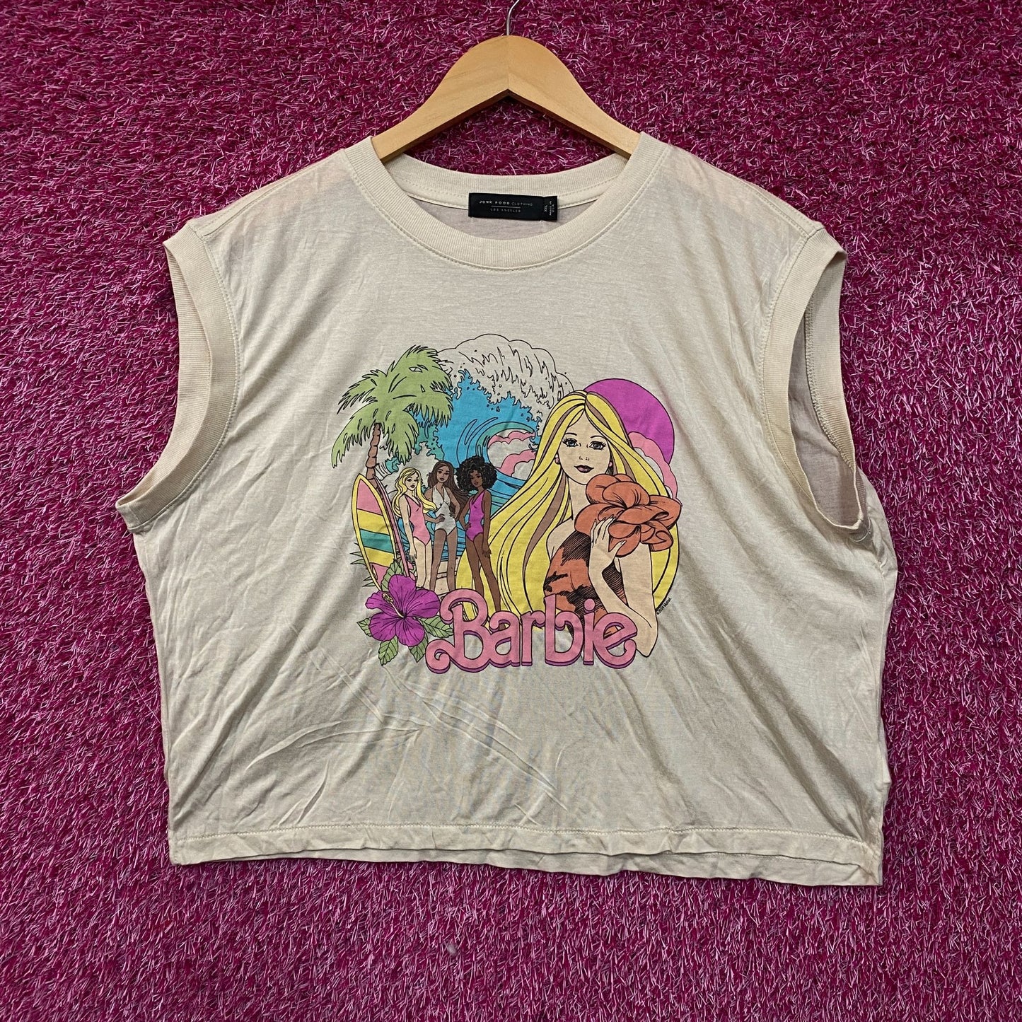 Junk Food Clothing Women's Barbie Malibu Vintage Style Tissue Tank Top 2XL