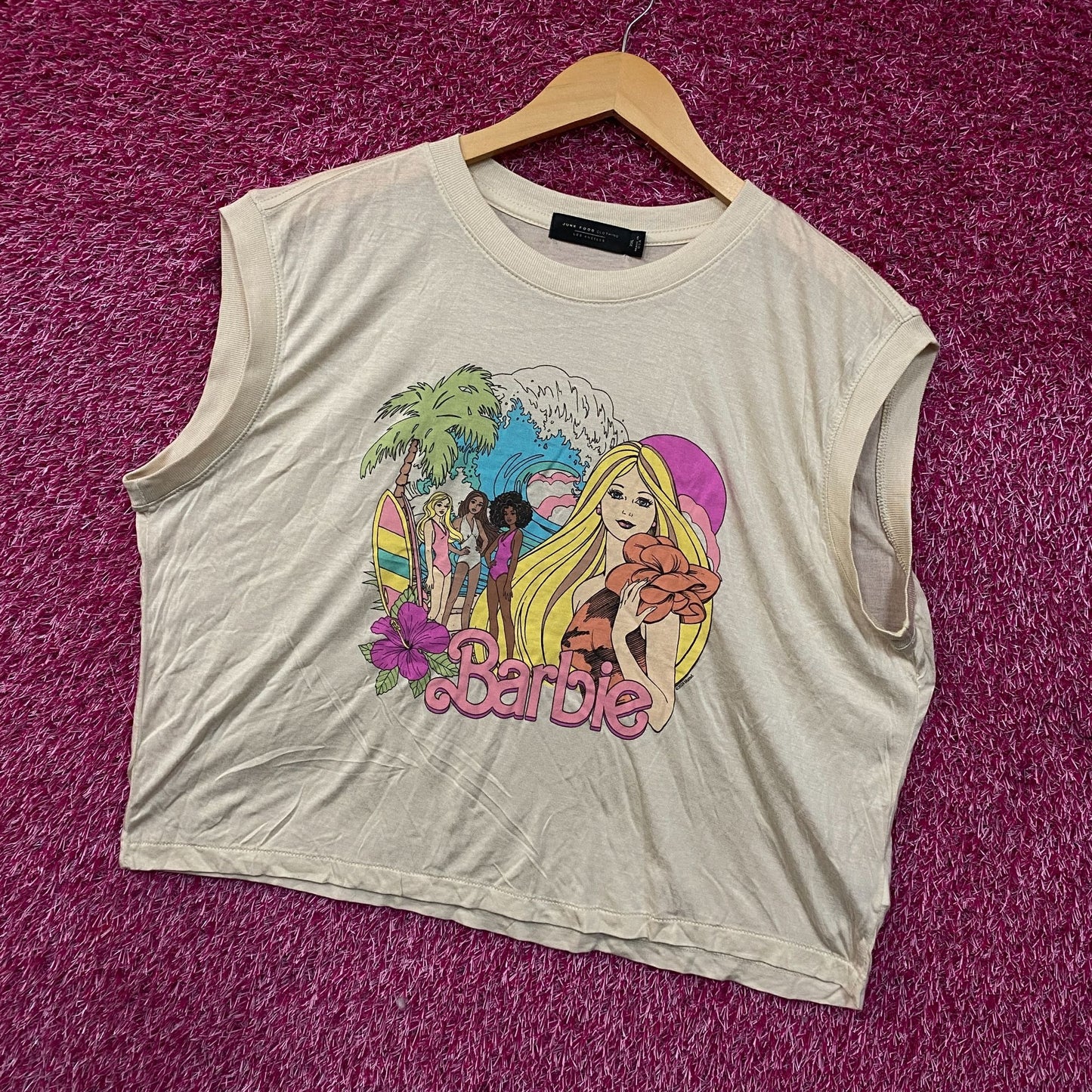 Junk Food Clothing Women's Barbie Malibu Vintage Style Tissue Tank Top 2XL