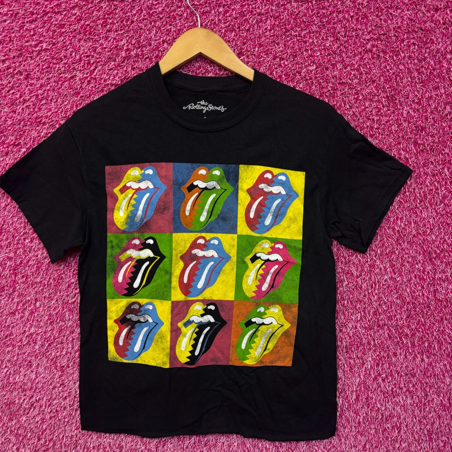 The Rolling Stones Andy Warhol Style Pop Art Hot Lips Rock Crop Top S