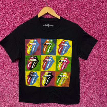 The Rolling Stones Andy Warhol Style Pop Art Hot Lips Rock Crop Top S