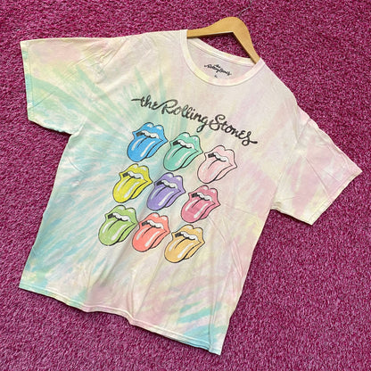 The Rolling Stones Hot Lips Pop Art Rock Pastel Tie Dye XL