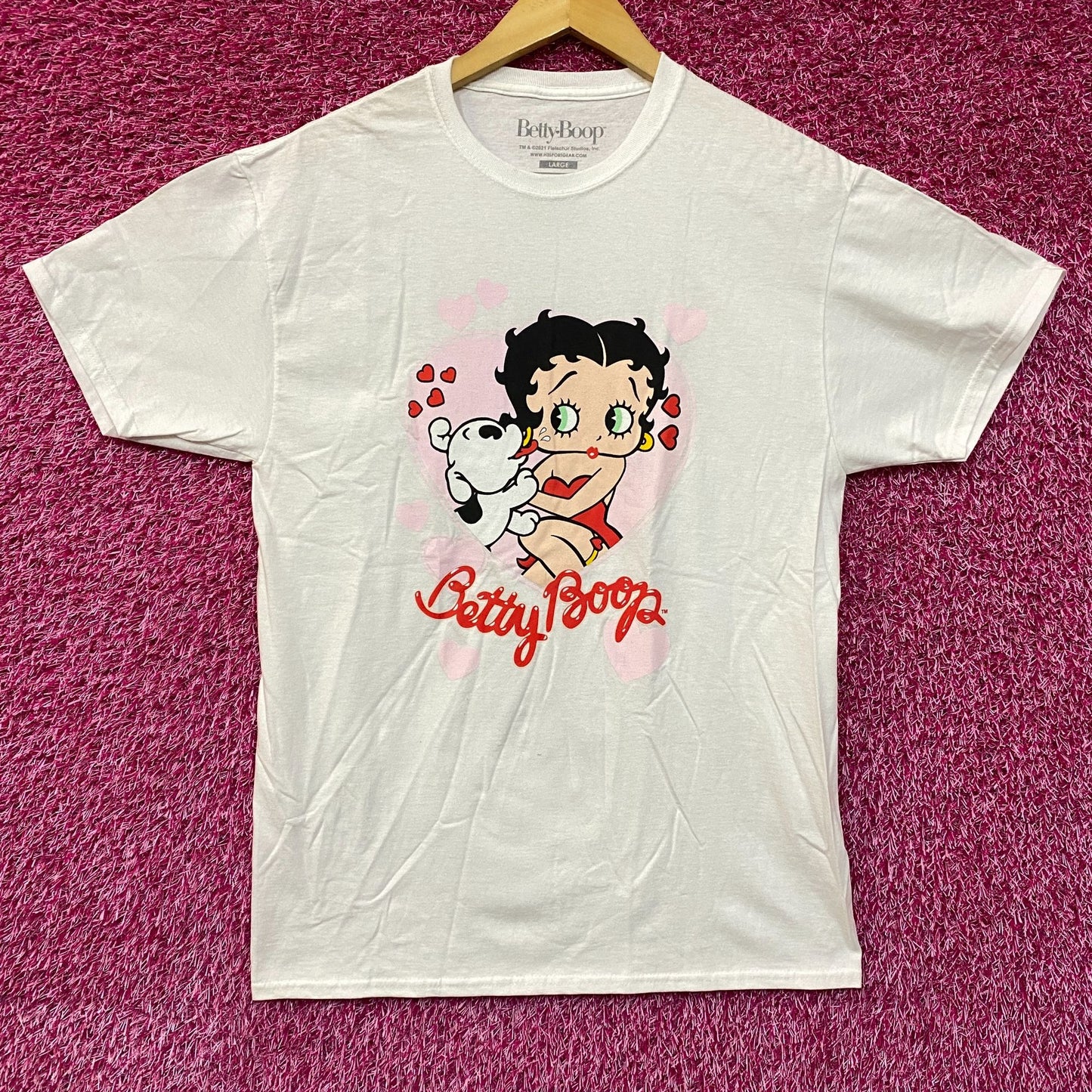 Betty Boop and Pudgy Puppy Love Classic With Pup Vintage Style T-Shirt large