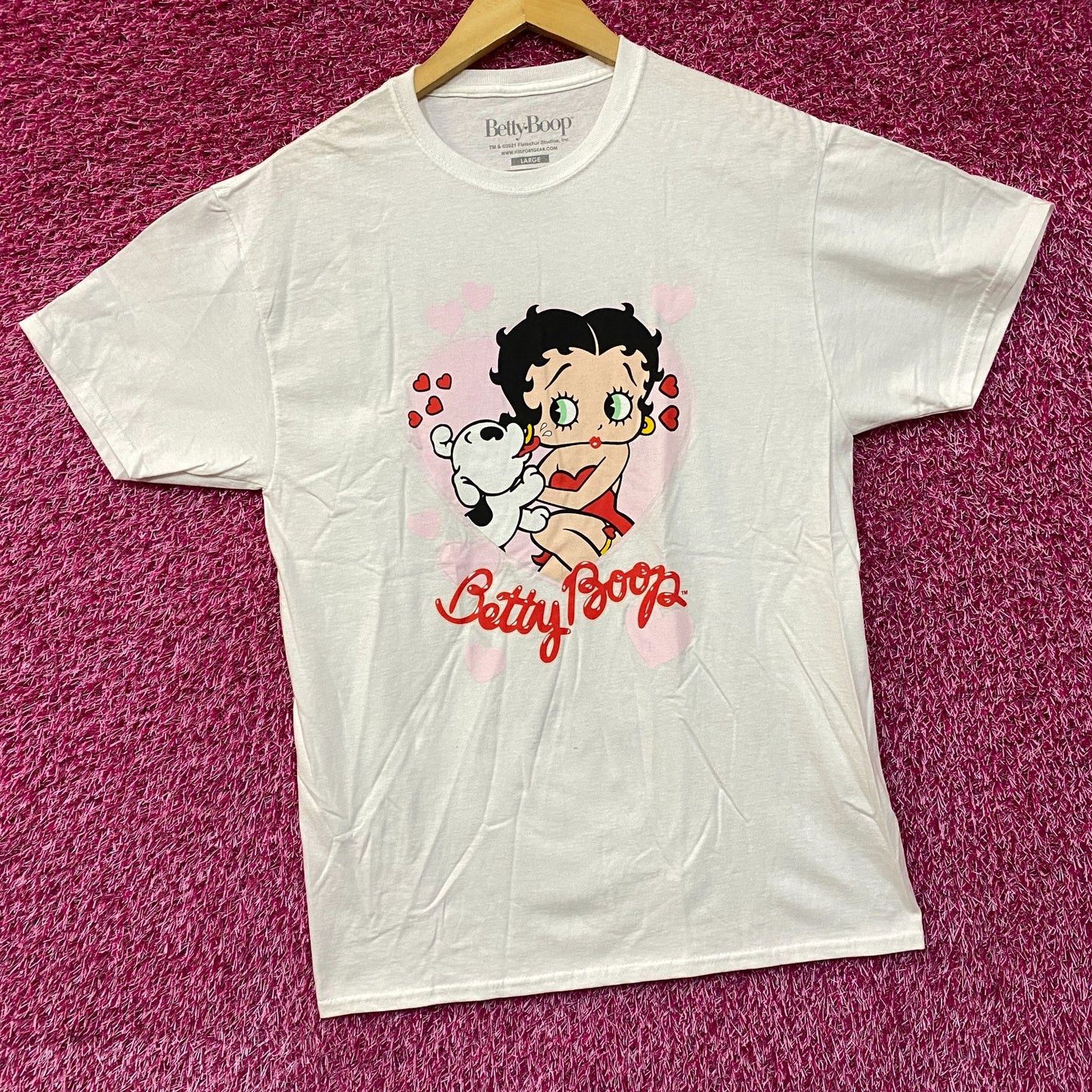 Betty Boop and Pudgy Puppy Love Classic With Pup Vintage Style T-Shirt large