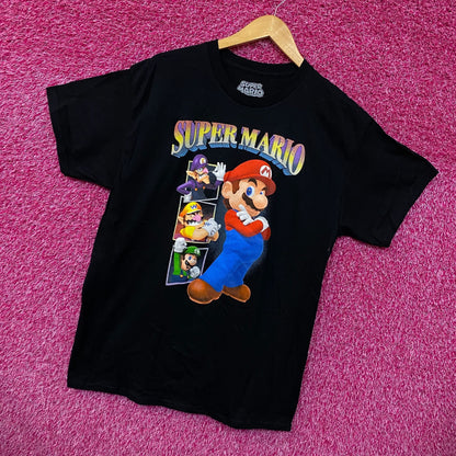 Super Mario Bros Luigi Mario Wario Waluigi Nintendo Tee L