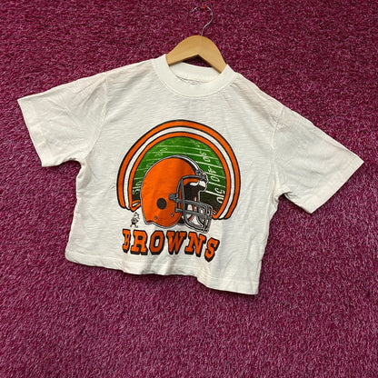 Junk Food Clothing NFL Cleveland Browns Game Time Women's Mock Neck Crop Tee XS