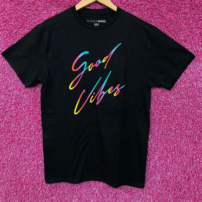 Fashion Nova Good Vibes Only Graphic T-Shirt Medium