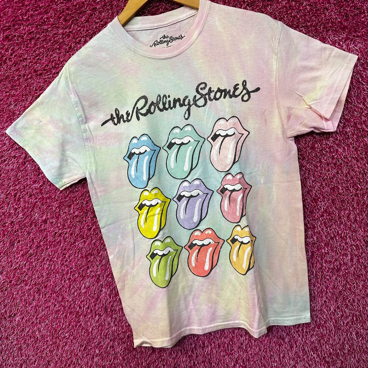 The Rolling Stones pastel tie dye Rock Tshirt size medium