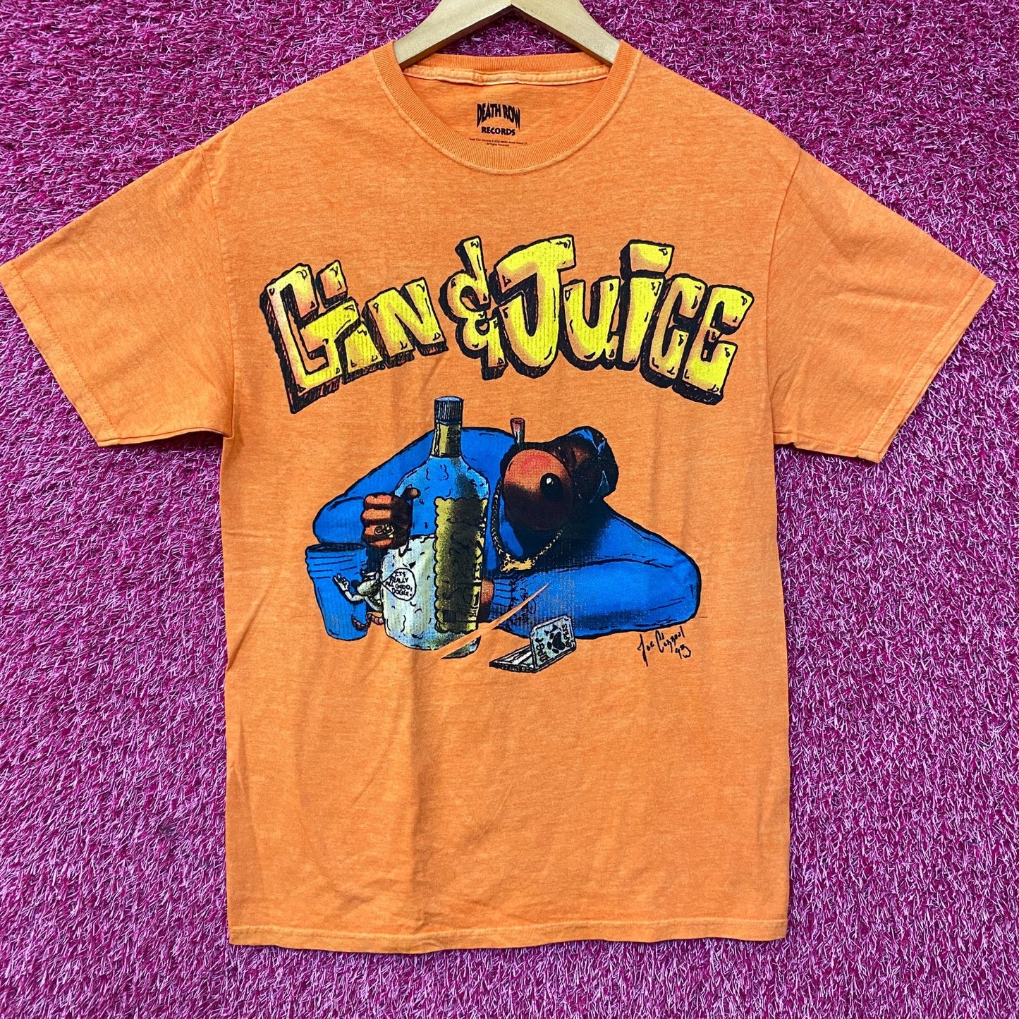 Death Row Records Gin & Juice Snoop Doggy Dog Graphic T-Shirt Medium