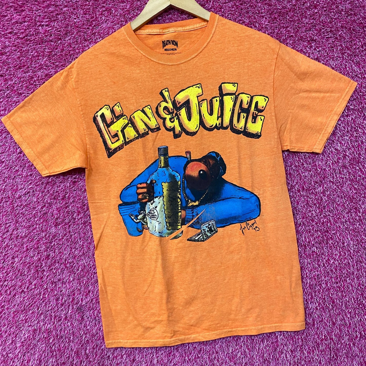 Death Row Records Gin & Juice Snoop Doggy Dog Graphic T-Shirt Medium