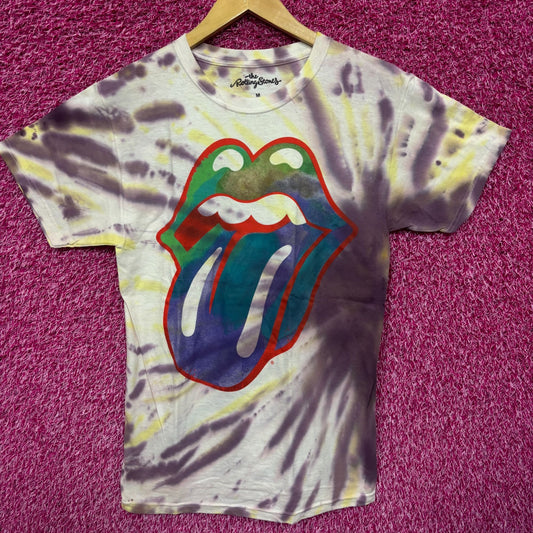 The Rolling Stones Hot Lips Womens Tie Dye Boyfriend Top M