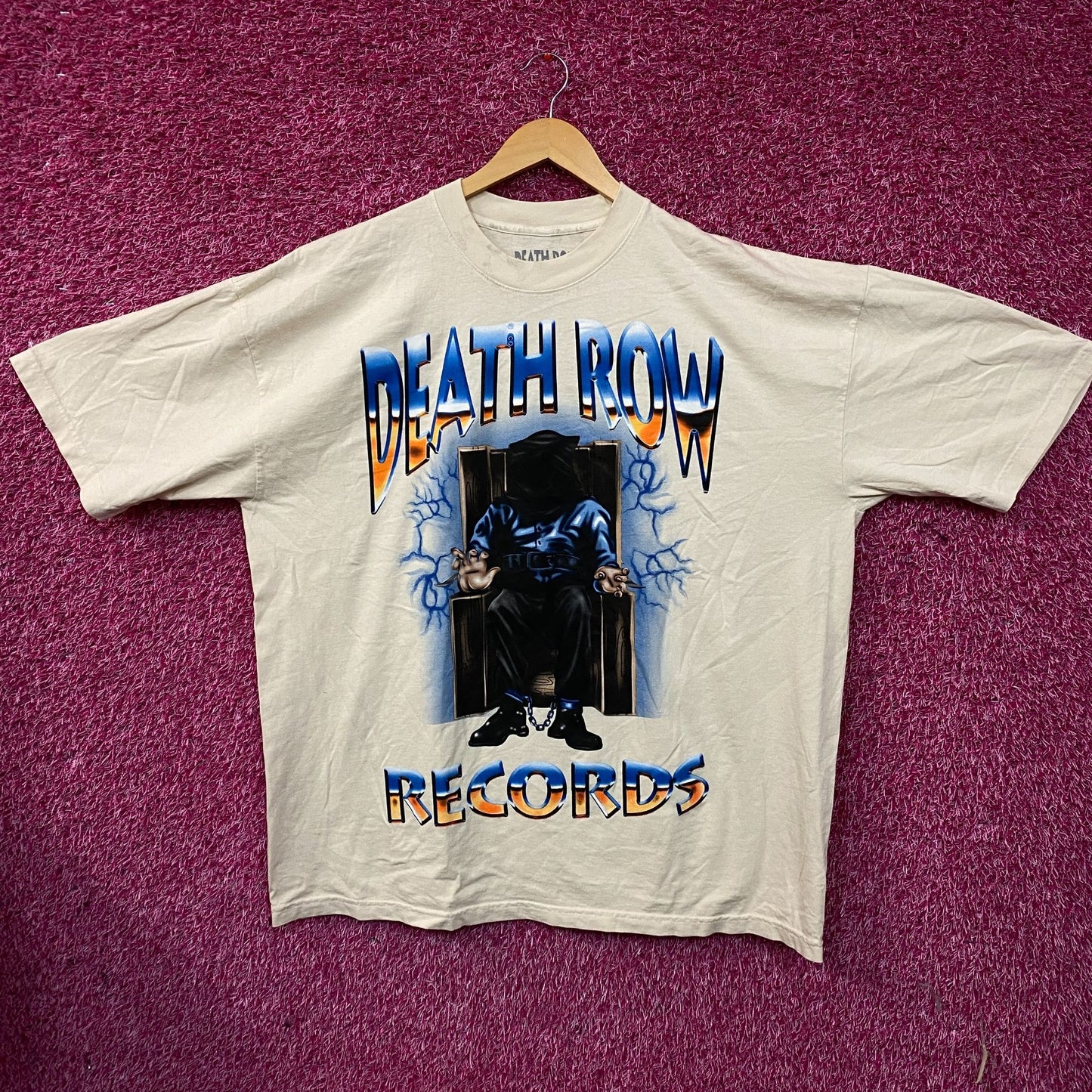Death Row Records Puffy Electric Chair Inmate Logo Rap Tee 2XL
