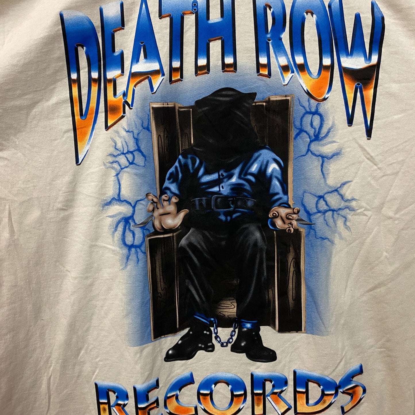 Death Row Records Puffy Electric Chair Inmate Logo Rap Tee 2XL