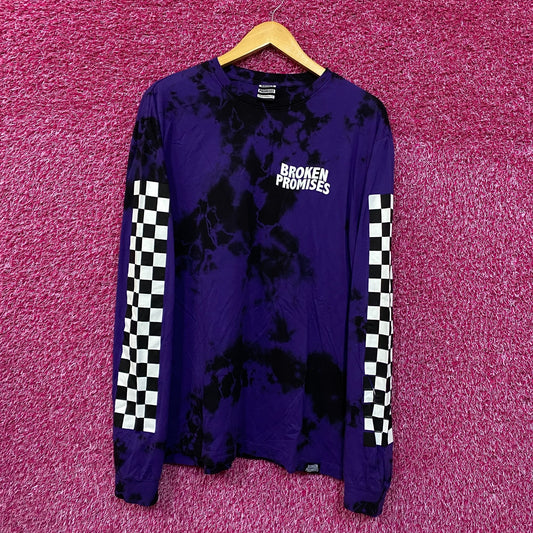 Broken Promises Street wear Purple/black Tie Dye Long Sleeve Tshirt size XL