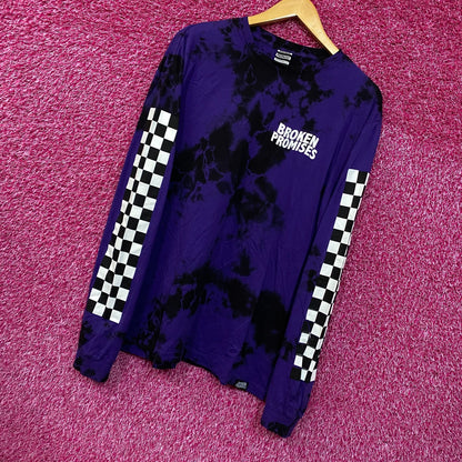 Broken Promises Street wear Purple/black Tie Dye Long Sleeve Tshirt size XL