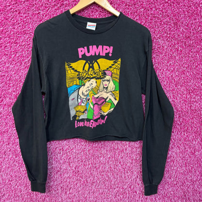 Aerosmith Pump Love in an Elevator Glam Metal Long Sleeve Crop Top S