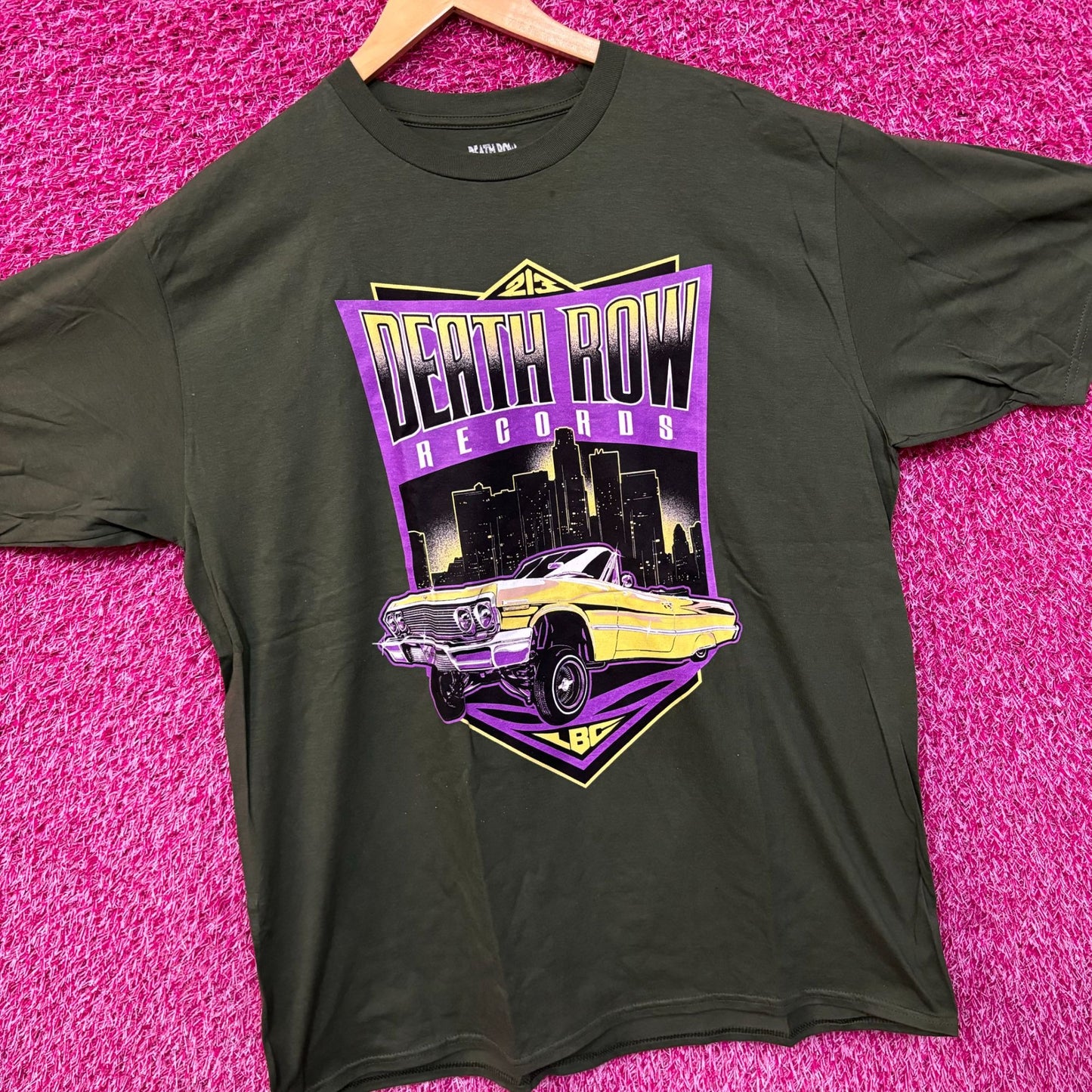 Death Row Records 213 LBC Skyline Low Rider Hip Hop Tee XL