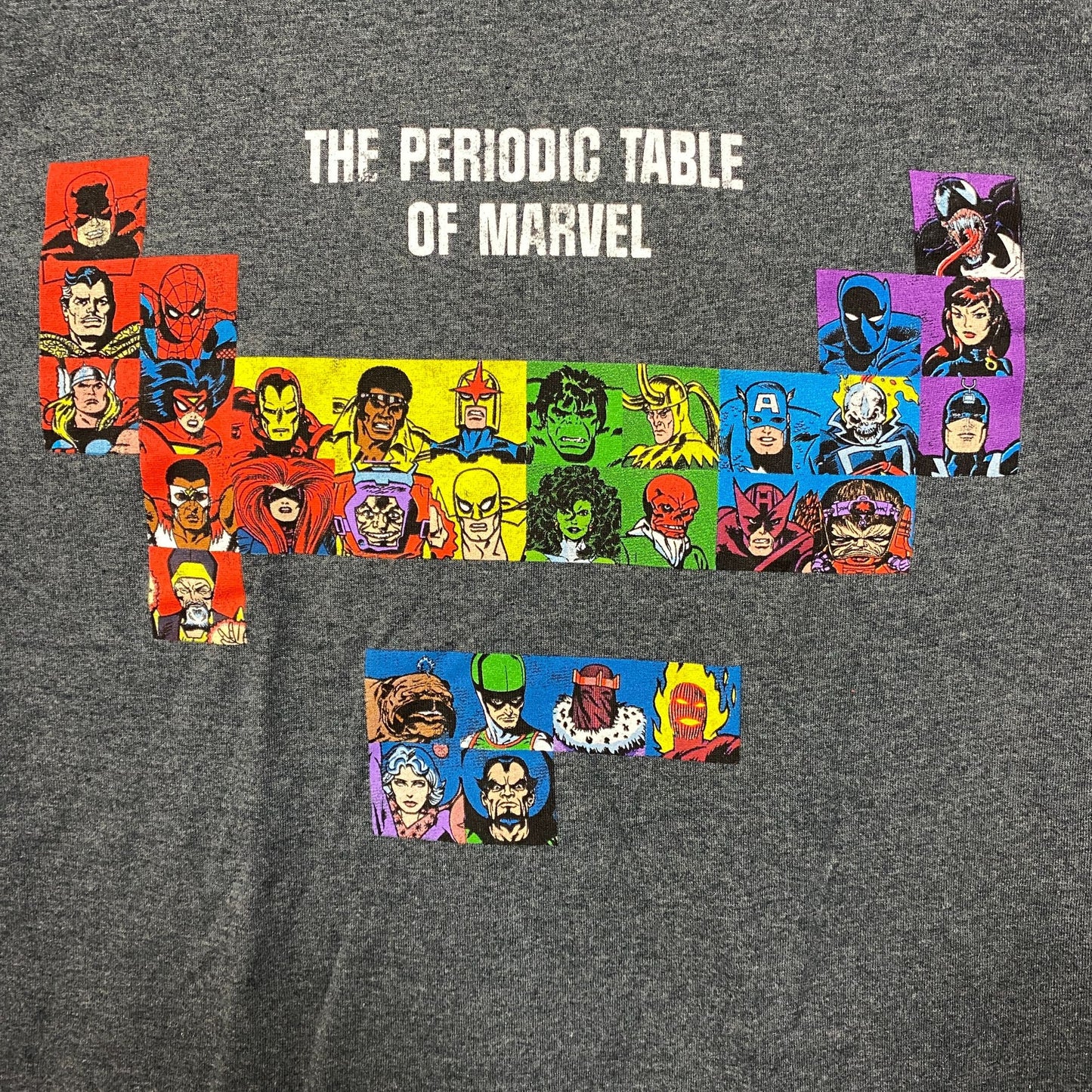 Marvel Comic Periodic Table Super Hero Tshirt Size Small