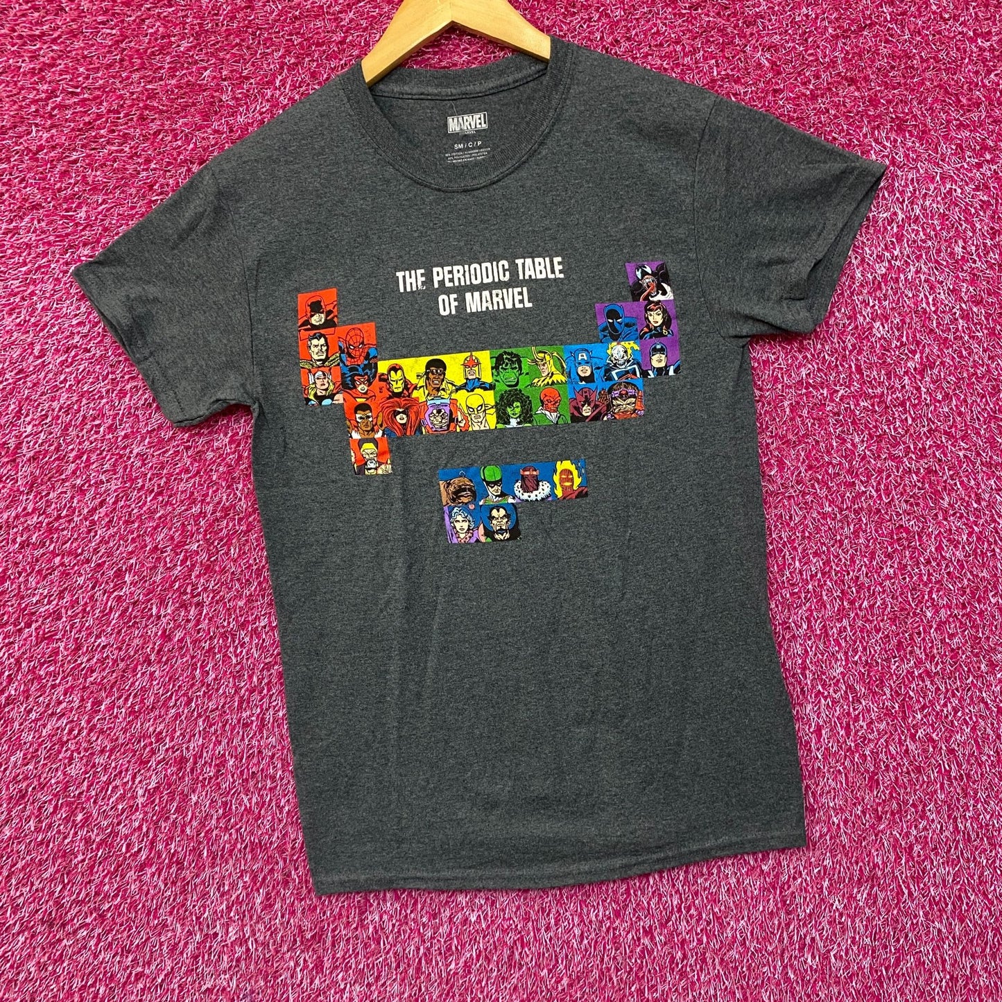 Marvel Comic Periodic Table Super Hero Tshirt Size Small